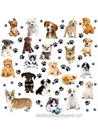 109 Pieces Dogs and Paws Wall Decals Realistic 3D Pet Stickers Dog Prints Decals Paws Vinyl Wall Stickers for Kids Boy Girl Baby Bedroom Living Room Bathroom Home Wall DIY Decor