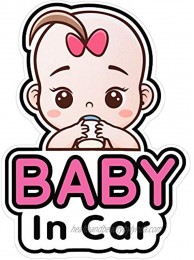 2 Pieces Baby in Car Stickers Sign and Decal for Girl Baby Car Sticker Removable Safety Sticker Notice Board Cute Baby Window Car Sticker On Board Stickers