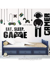 3 Sheets Game Wall Stickers Video Game Wall Decals Vinyl Gaming Wall Stickers Eat Sleep Game Wall Decal for Boys Kids Men Bedroom Home Playroom