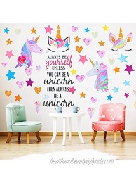 3 Sheets Unicorn Wall Decals for Girls Bedroom Removable Unicorn Wall Stickers Decor Nursery Birthday Party Girls Kids