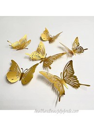 36Pcs 3D Butterfly Wall Decor Wall Decorations,Removable Butterfly Wall Decals,Butterfly Stickers for Bedroom Living Room Kids Room Birthday Party DecorationsGold