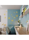 3D Butterfly Wall Stickers 48 Pcs 4 Styles 3 Sizes Removable Metallic Wall Sticker Room Mural Decals Decoration for Kids Bedroom Nursery Classroom Party Wedding Decor DIY Gift Gold