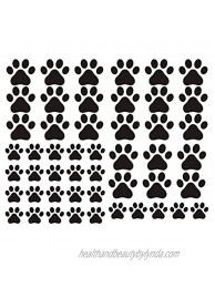 49 Pieces Set Dog Paws Wall Decals Vinyl Pawprints Sticker Animal Footprint Wall Art Decoration for Kids Boy Girl Baby Nursery Bedroom Living Room Animal Tracks Decor YMX21 Black