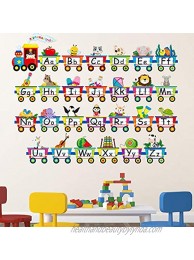 Alphabet Train Wall Decals Peel Stick Animals Alphabet Wall Sticker Early Learning Classroom Bedroom Nursery Playroom Decoration for Children Kids Teens 6 Pieces
