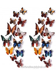 Amaonm 24pcs 3D Vivid Special Man-Made Lively Butterfly Art DIY Decor Wall Stickers Decals Nursery Decoration Bathroom Décor Office Décor 3D Wall Art 3D Crafts for Wall Art Kids Room Bedroom