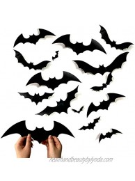 Anditoy 60 PCS Halloween 3D Bats 4 Sizes Scary Bats Wall Decal Stickers Window Clings for Halloween Decorations Outdoor Indoor Halloween Party Supplies