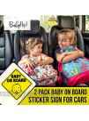BabyPop! 2 Pack Baby On Board Sticker Sign for Cars No Residue and See Through Safety Cute Design 2 Pack