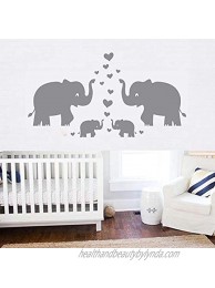 Elephant Wall Decal Family Wall Decal With Hearts and Butterfly Wall Decals Baby Nursery Decor Kids Room Wall Stickers Grey