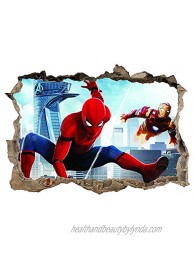 FJIANWEI Superhero Wall Stickers 3D Spiderman Removable PVC Wall Decals Decoration Boys Bedroom Living Room for Kids Nursery（19.7x27.6 Inch）