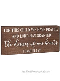 For This Child We Have Prayed Nursery Decor Children’s Room Sign Rustic Wood Farmhouse Wall Art Neutral 5.5x12 Christian Bible Verse Bedroom Decoration for Baby Boy Woodland or Little Girl Boho