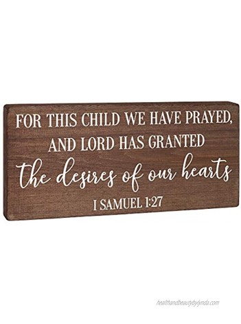 For This Child We Have Prayed Nursery Decor Children’s Room Sign Rustic Wood Farmhouse Wall Art Neutral 5.5x12 Christian Bible Verse Bedroom Decoration for Baby Boy Woodland or Little Girl Boho