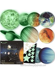 Glow in The Dark Stars and Planets Bright Solar System Wall Stickers -Glowing Ceiling Decals for Kids Bedroom Any Room,Shining Space Decoration Birthday Christmas Gift for Boys and Girls