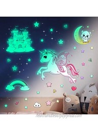 Glow in The Dark Stars Stickers for Ceiling,Unicorn Room Wall Decor for Girls Bedroom Decor,Kids Wall Stickers Unicorn Wall Decals for Girls Room Decor