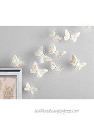 Inspired by Jewel Butterfly Wall Decorations Premium Quality Real Feather 3D Wall Decals Girls Bedroom | Stunning Gold Glitter Decor Stickers All Rooms & Nursery Sets | 10 Adhesive Pieces