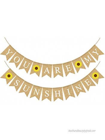 Amosfun Birthday Letters Banner Garland Sunflower Swallowtail Bunting You are My Sunshine Flag for Baby Shower Birthday Party Supplies