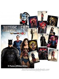 DC Comics Justice League Poster Book Super Set ~ Bundle Includes 12 Deluxe Posters Featuring Superman Batman Wonder Woman and More with Bookmark Justice League Party Decorations Room Decor