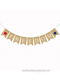 Freedom Banner 4th of July Decorations Independence Day Burlap Banner Patriotic Party Supplies Mantel Fireplace Decoration