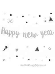 Happy New Year Banner Silver 2022 Outdoor Indoor Backdrop for Happy New Year Decorations 2022 Glittering Banner Sign for NYE Party Supplies