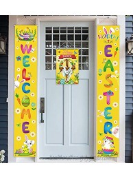 luck sea 3PCS Easter Decorations Banner Porch Sign Welcome Hanging Front Door Decor Outdoor Indoor Party Ornament