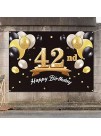 PAKBOOM Happy 42nd Birthday Banner Backdrop 42 Birthday Party Decorations Supplies for Men Black Gold 4 x 6ft
