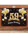 PAKBOOM Happy 59th Birthday Banner Backdrop 59 Birthday Party Decorations Supplies for Men Black Gold 4 x 6ft