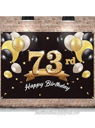 PAKBOOM Happy 73rd Birthday Banner Backdrop 73 Birthday Party Decorations Supplies for Men Black Gold 4 x 6ft