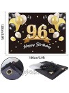 PAKBOOM Happy 96th Birthday Banner Backdrop 96 Birthday Party Decorations Supplies for Men Black Gold 4 x 6ft