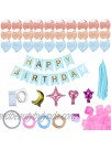 Party Supplies Set with String Light TUDUOMALL Included Happy Birthday Banner Hanging Paper Umbrella Different Balloons For Girl And Women Star Aluminum Balloons Party Decorations for Kids Girl Boy Wedding Room Deco Mold1