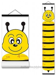 ASENART Kids Growth Chart Cartoon Animal Honeybee Wood Frame Fabric Canvas Waterproof Hanging Height Measurement Ruler from Baby to Adult for Child's Room Decoration