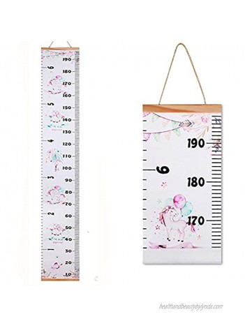 Atomcool Height Chart for Kids Child Growth ChartKids Height Wall Chart Hanging Height MeasurementWall Ruler Wood Frame Fabric Canvas Growth Charts for Kids Unicorn