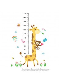 Baby Height Growth Chart Wall Sticker Kids Measure Growth Wall Decals Removable Wall Ruler for Boys Girls Baby Nursery Children Bedroom Living Room Wall Decor Giraffe Monkey