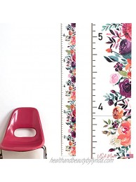 Flower Wood Growth Chart for Girls | Wooden Height Chart for Kids | Multi-Colored Floral