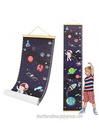 HIFOT Kids Growth Chart Height Measuring Chart,Space Cartoon Canvas Wall Hanging Rulers Tall Tape for Baby Children Boys Girls Room Decor 56'' 11.8''