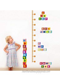 MSUP Height Chart Kids Wall Decals Building Blocks Wall Stickers Baby Nursery Childrens Bedroom Living Room Wall Decor