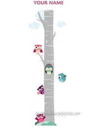 Oliver's Labels Owls on Tree Personalized Growth Chart Wall Decal for Kids Room