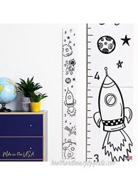 Space Wooden Growth Chart | Moon Stars & Planets Wood Height Chart for Boys | Space Themed | White