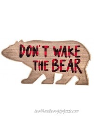 Don't Wake The Bear Buffalo Plaid Wood Wall Sign Woodland Nursery Decor Red and Black Buffalo Plaid Adventure Sign