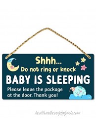 Funplus Baby Sleeping Sign for Front Door Do Not Knock or Ring 10?x5? PVC Plastic Hanging Sign