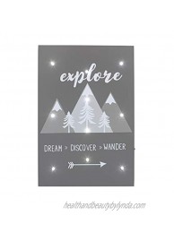 NoJo Lighted Wall Décor Mountains"Explore Dream Discover Wander" Grey White Charcoal