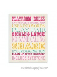 Stupell Home Décor Playroom Rules Typography in Pinks Yellow and Blue Canvas Wall Art 16 x 20 Multi-Color