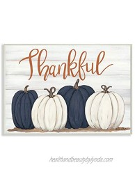 Stupell Industries Autumn Farm Pumpkin Harvest with Thankful Phrase Wall Art 13 x 19 Off- White