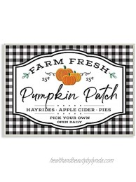 Stupell Industries Farm Fresh Pumpkin Patch Sign Black Checkered Plaid AE Design Wall Plaque 10 x 15