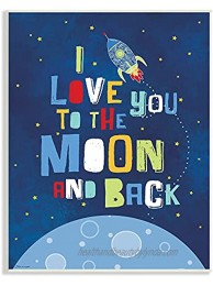 Stupell Industries I Love You Moon and Back Rocket Ship Wall Plaque 10x15 Design By Artist Stephanie Workman Marrott
