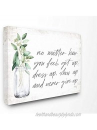 Stupell Industries No Matter How You Feel Never Give Up Inspirational Plants in Mason Jar Canvas Wall Art 16 x 20 Design by Artist Marla Rae