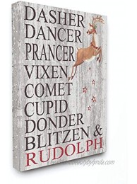 Stupell Industries Reindeer Names Grey Wood Texture Holiday Christmas Word Design Canvas Gallery Wrapped Multi-Color