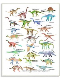 Stupell Industries Soft Watercolor Dinosaur Chart Playful Reptiles Design by Ziwei Li Wall Plaque 13 x 19 White