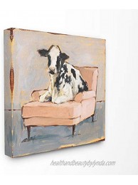 Stupell Industries Sweet Baby Calf on a Pink Couch Neutral Painting Canvas Wall Art 17 x 17 Multi-Color