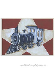 The Kids Room by Stupell Blue Train on White Star and Red Background Rectangle Wall Plaque