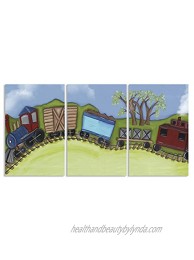 The Kids Room by Stupell Choo Choo Train Travelling On Hillside 3-Pc Rectangle Wall Plaque Set 11 x 0.5 x 15 Proudly Made in USA