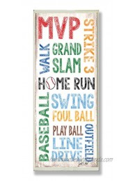 The Kids Room by Stupell Home Run Baseball Typography Rectangle Wall Plaque 7 x 0.5 x 17 Proudly Made in USA